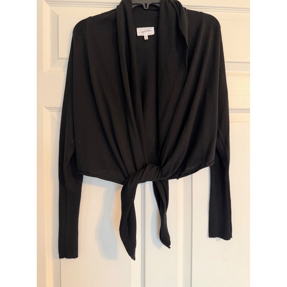 Soma WKND Womens Black Tie Front Cardigan Sweater Long Sleeve Open‎ Front Small